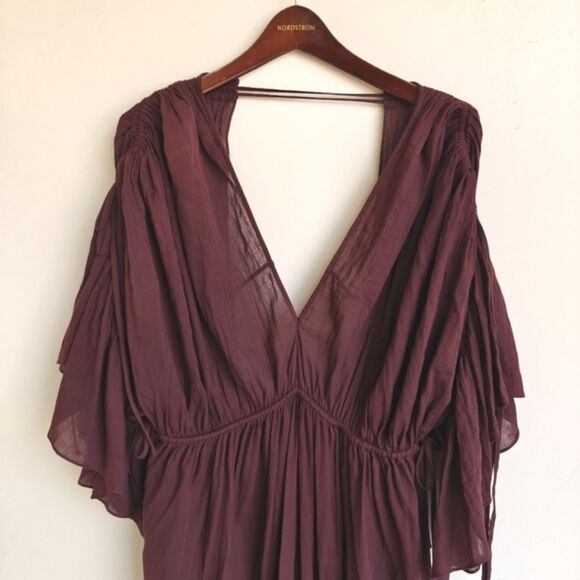 Loup Charmant Purple Flowy Dress Size Small Deep V Front Open Back - Picture 4 of 14